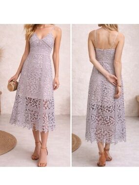 Anthropologie Lavender Lace Midi Dress